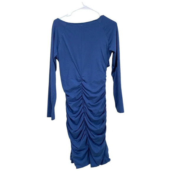 SUNDANCE Eternal Compliment Ruched Dress Blue Long Sleeve Size Medium - Picture 3 of 7